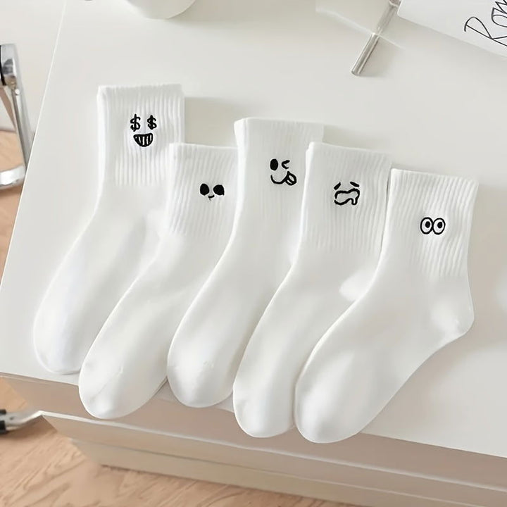 5 Pairs  Japanese Cartoon Mid Calf Crew Socks - SocksLtd