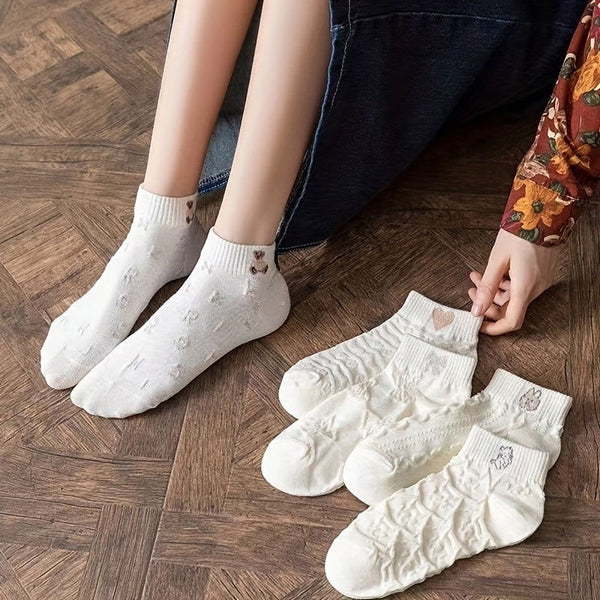 5 Pairs  Thin  Trendy Versatile Cute Ankle Socks - SocksLtd