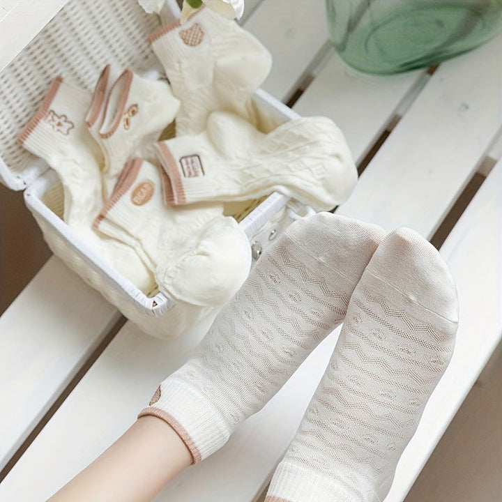 5 Pairs  Thin  Trendy Versatile Cute Ankle Socks - SocksLtd