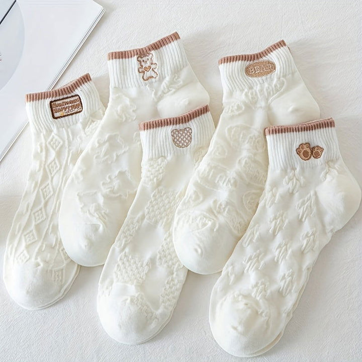 5 Pairs  Thin  Trendy Versatile Cute Ankle Socks - SocksLtd
