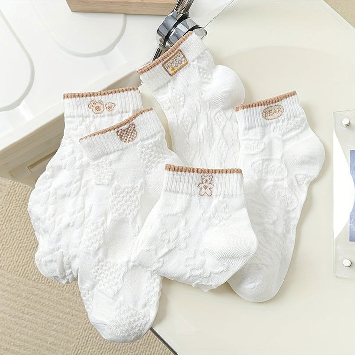 5 Pairs  Thin  Trendy Versatile Cute Ankle Socks - SocksLtd