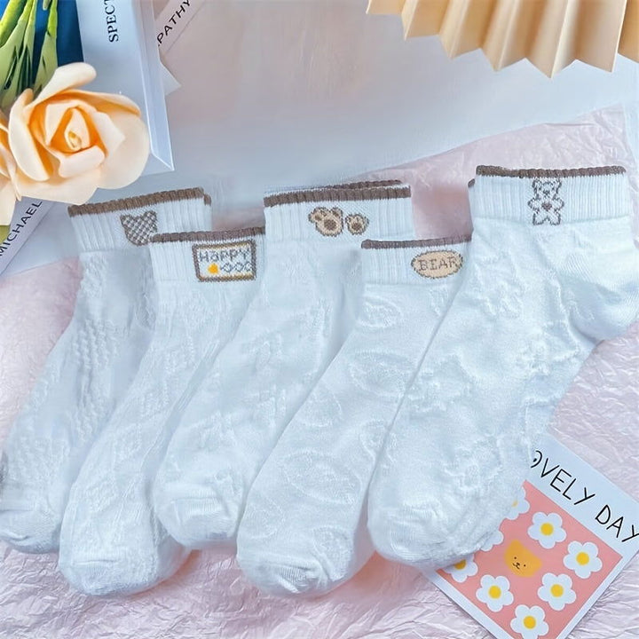 5 Pairs  Thin  Trendy Versatile Cute Ankle Socks - SocksLtd