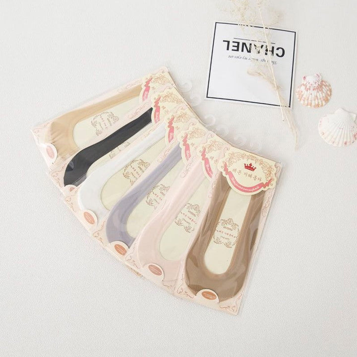 5 pairs  Women ice silk simple  trendy ultra-thin No show  socks - SocksLtd