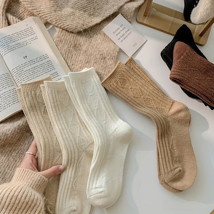 6 Pairs Argyle Print  Comfy Thermal Mid Tube Crew Socks - SocksLtd