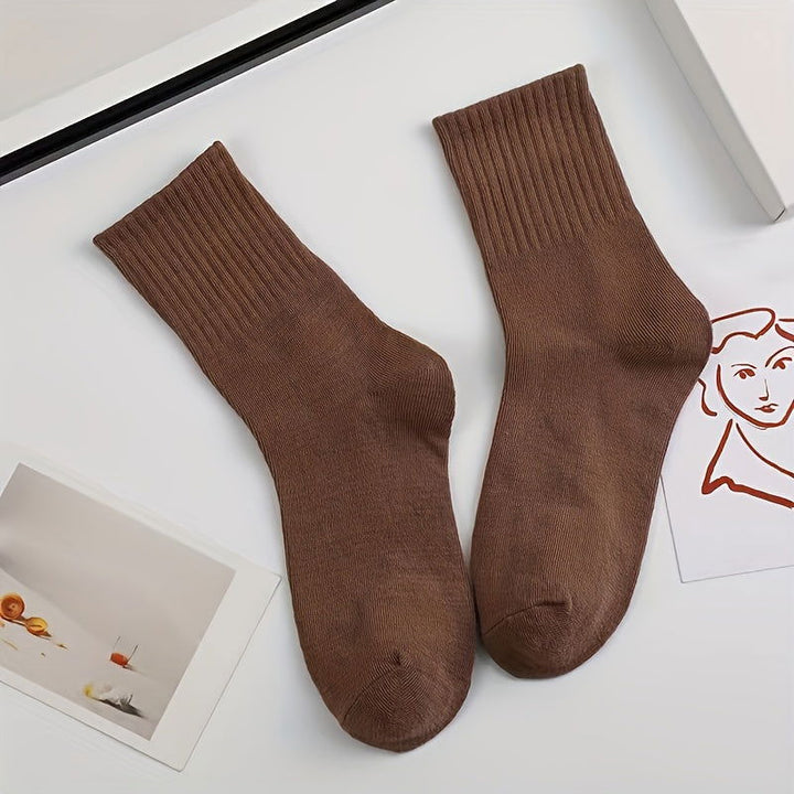 6 Pairs Assorted Khaki Tones Absorbent Crew Socks - SocksLtd
