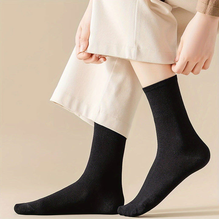 6 Pairs Basic Solid Comfy All-match Crew Socks - SocksLtd