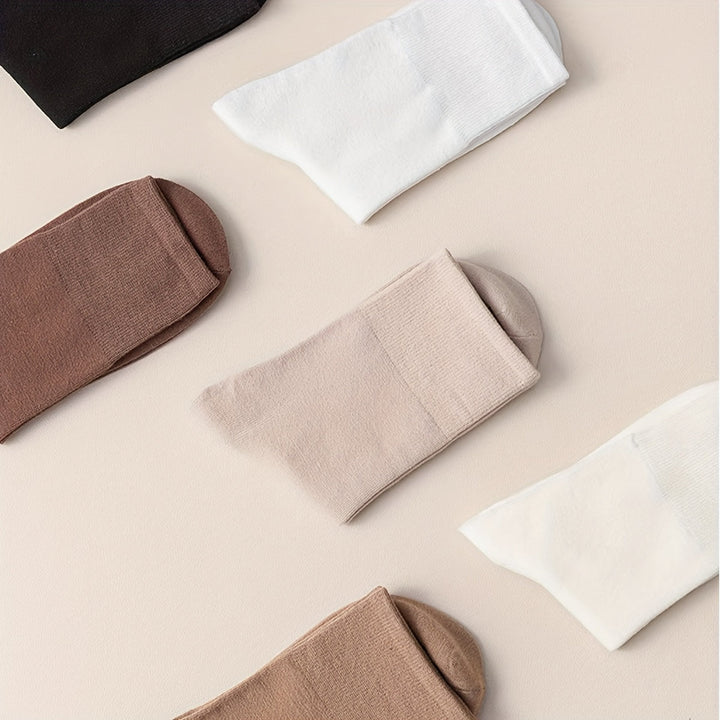 6 Pairs Basic Solid Comfy All-match Crew Socks - SocksLtd