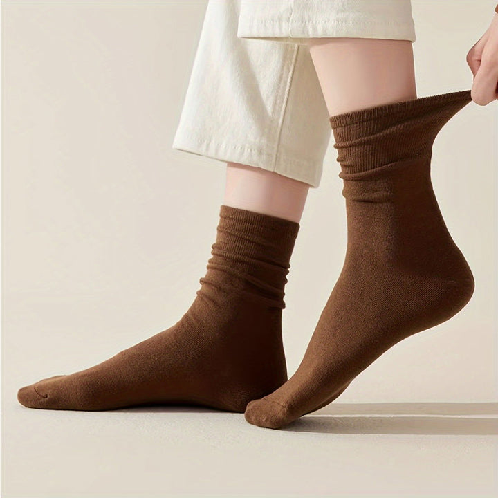 6 Pairs Basic Solid Comfy All-match Crew Socks - SocksLtd