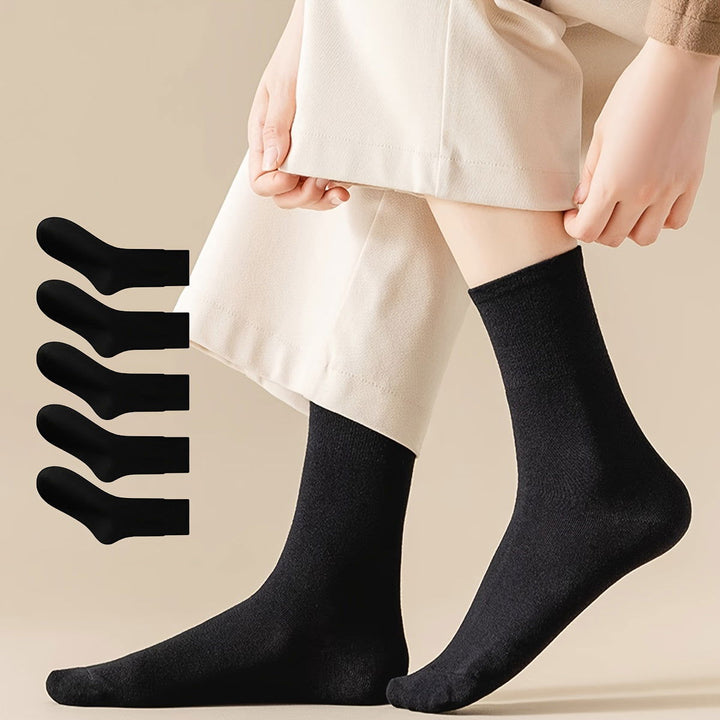 6 Pairs Basic Solid Comfy All-match Crew Socks - SocksLtd