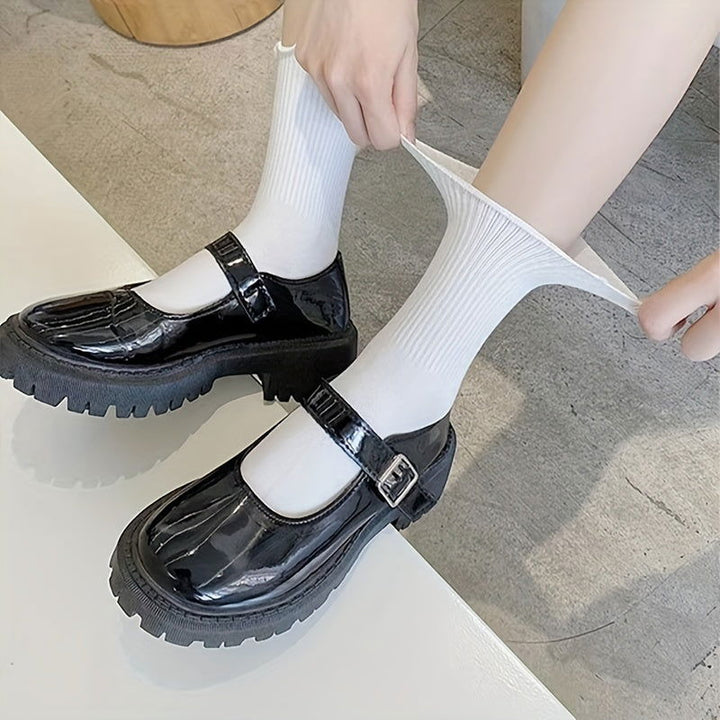 6 Pairs Lettuce Trim Comfy Breathable All match Crew Socks - SocksLtd