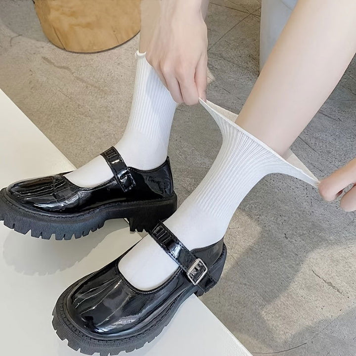 6 Pairs Lettuce Trim Lettuce Trim Mid Tube Crew Socks - SocksLtd