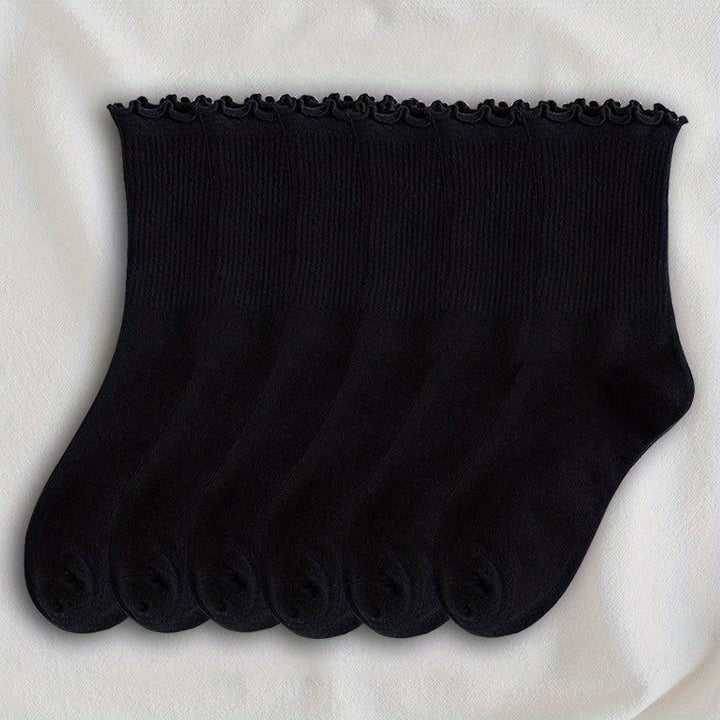 6 Pairs Lettuce Trim Lettuce Trim Mid Tube Crew Socks - SocksLtd