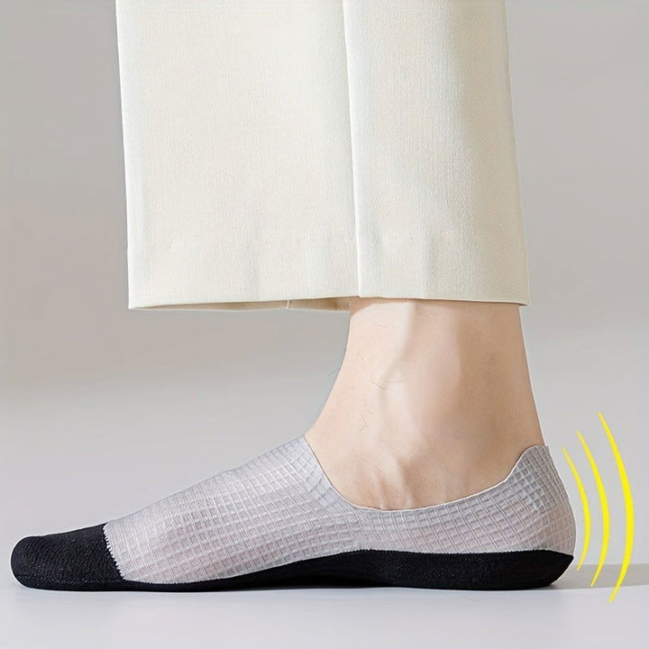 6 Pairs Men Anti Slip Letter Waffle Invisible No show socks - socksltd