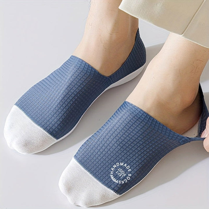 6 Pairs Men Anti Slip Letter Waffle Invisible No show socks - socksltd
