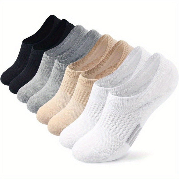 6 Pairs Men Cushioned Athletic Hidden Liner Ankle Socks - socksltd