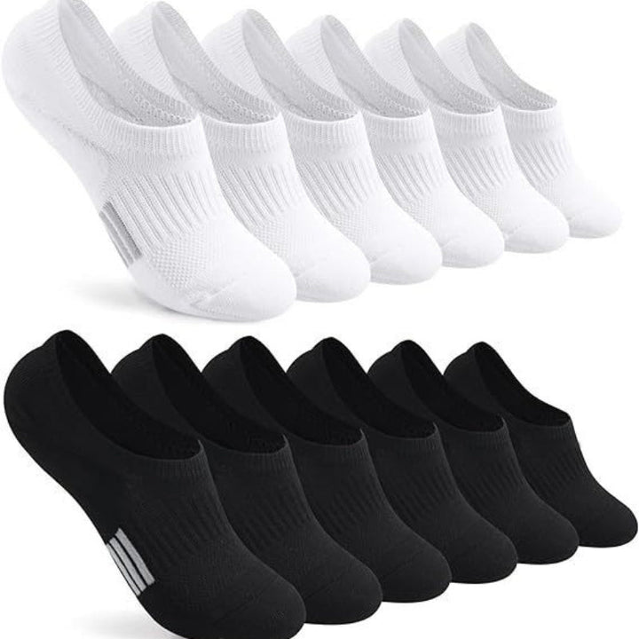 6 Pairs Men Cushioned Athletic Hidden Liner Ankle Socks - socksltd