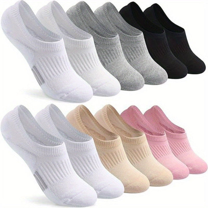 6 Pairs Men Cushioned Athletic Hidden Liner Ankle Socks - socksltd
