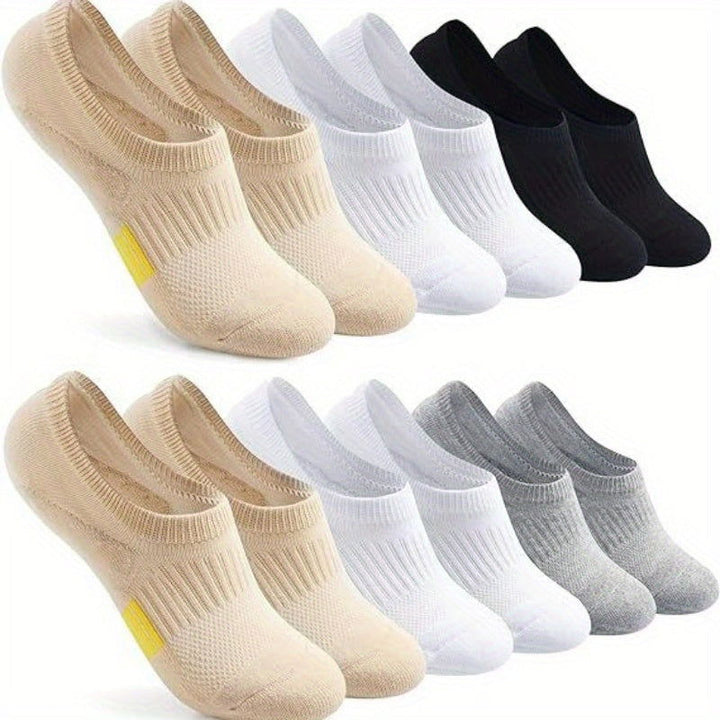 6 Pairs Men Cushioned Athletic Hidden Liner Ankle Socks - socksltd