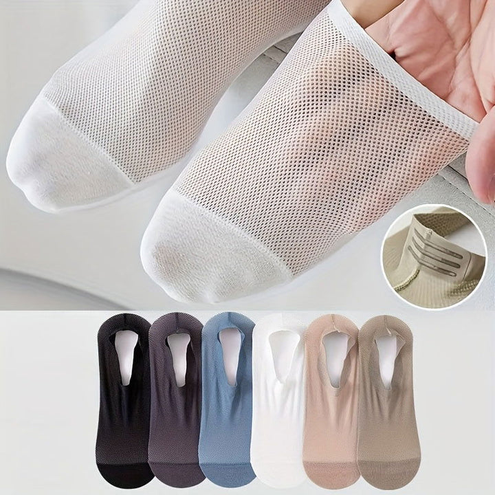 6 Pairs Men Mesh Skin Friendly Towel Bottom No show socks - socksltd