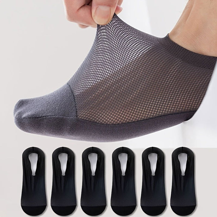 6 Pairs Men Mesh Skin Friendly Towel Bottom No show socks - socksltd