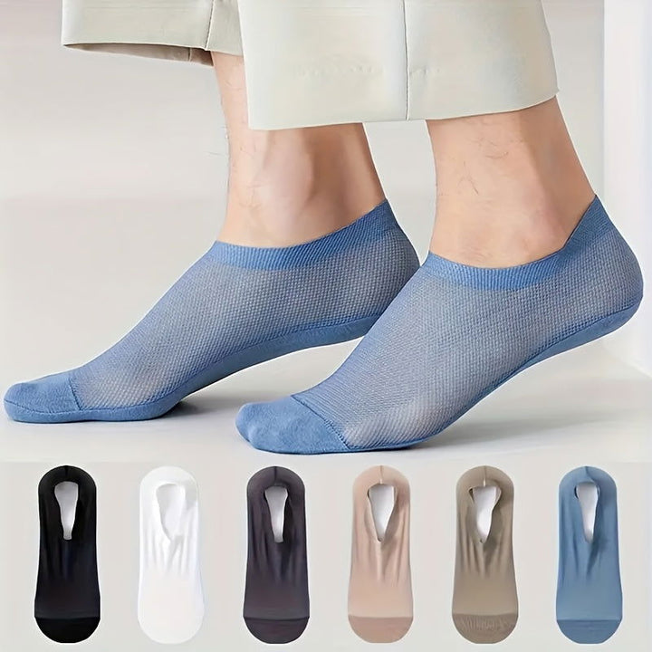 6 Pairs Men Mesh Skin Friendly Towel Bottom No show socks - socksltd