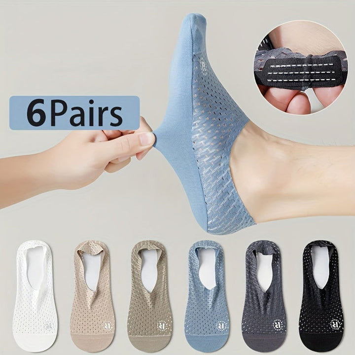 6 Pairs Men  Mesh Ventilation Holes Dress No show socks - socksltd