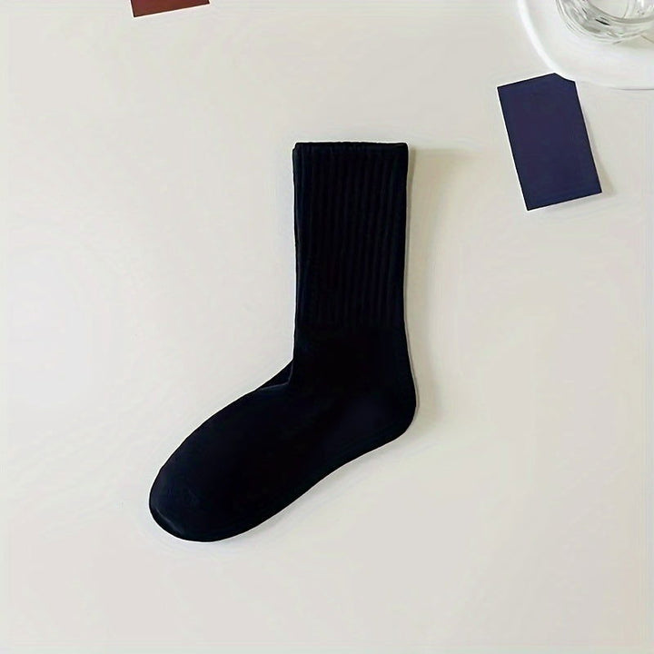 6 Pairs Neutral Casual Plain  Versatile Crew Socks - SocksLtd