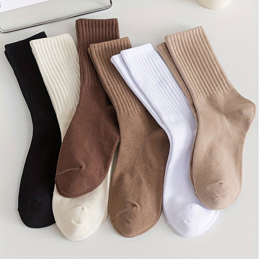 6 Pairs Simple Comfy Breathable Crew Socks - SocksLtd