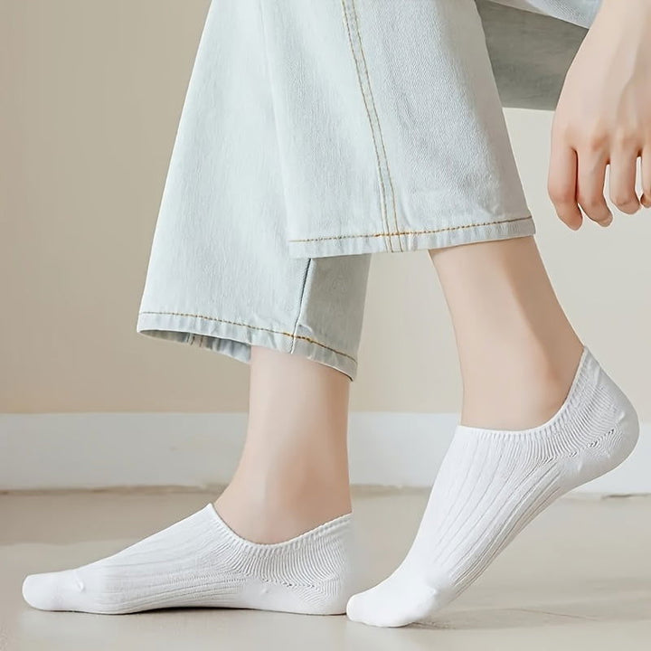 6 Pairs Solid Pinstripe  Simple Comfy Ankle Socks - SocksLtd