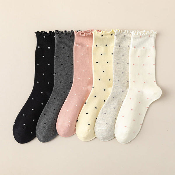 6 Pairs Versatile wave point Casual Crew Socks - SocksLtd