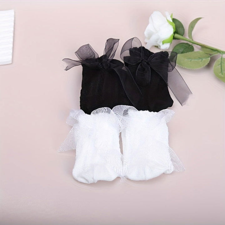 6 Pairs Women Cute Bowknot Fashionable  Crew Socks - SocksLtd