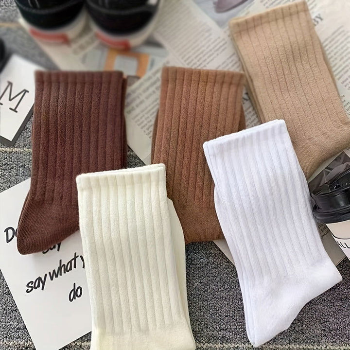 6 Pairs  Mid Calf  Breathable  Spandex Blend Crew Socks - SocksLtd