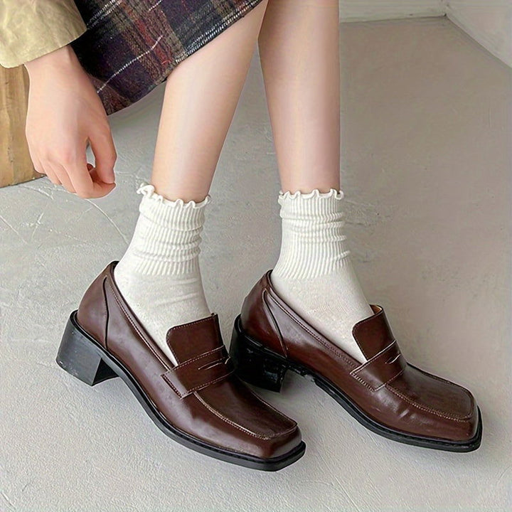 6 Pairs  Simple Comfy Lettuce Trim Crew Socks - SocksLtd