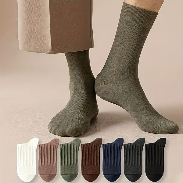 7 Pairs Men Dress Sweat Absorbent Crew Socks - socksltd