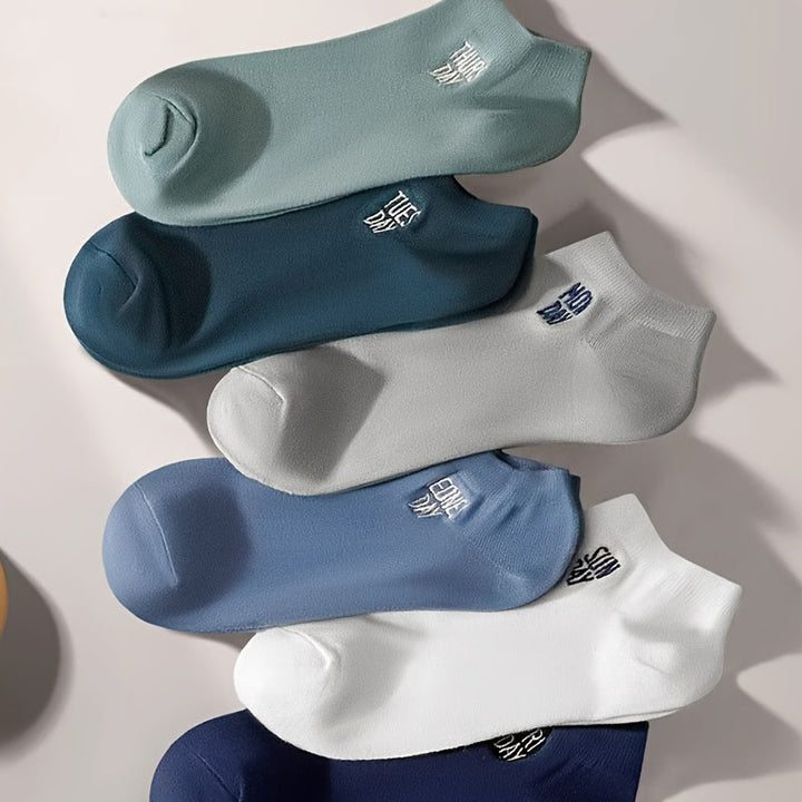 7 Pairs Men Invisible Letter Suitable Ankle Socks - socksltd