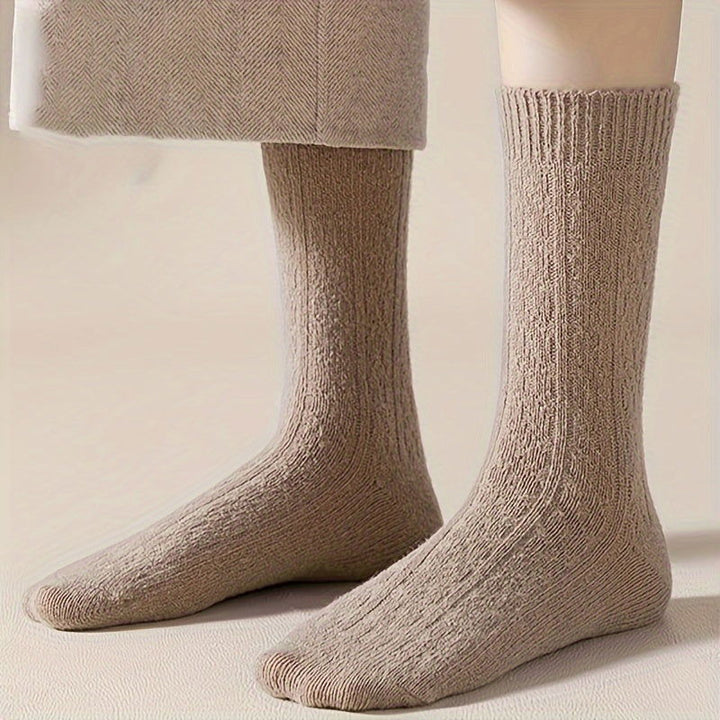 7 Pairs Simple Solid Comfy Warm Crew Socks - SocksLtd