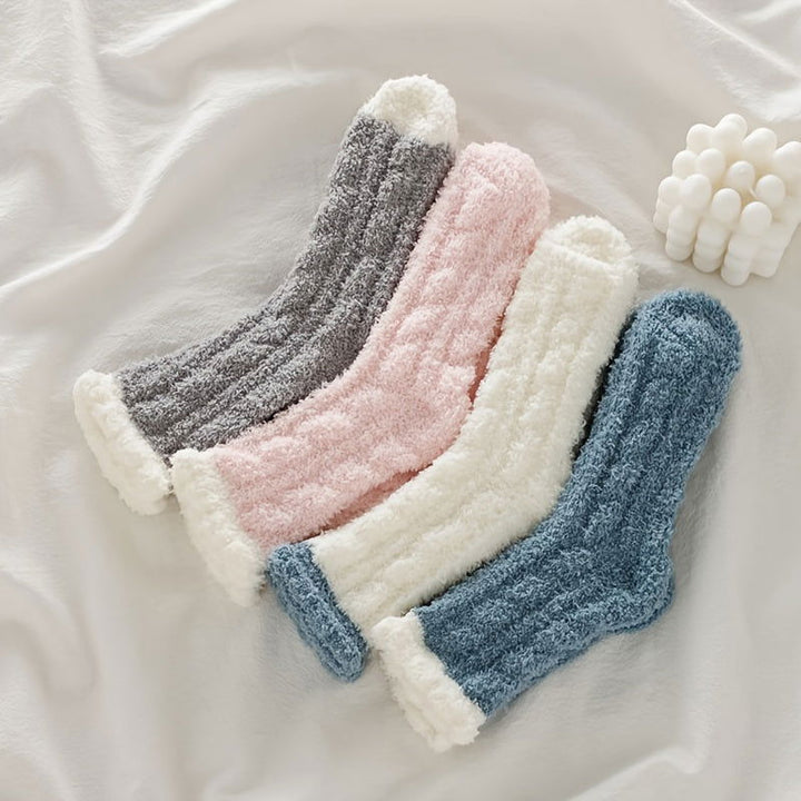 7 Pairs Soft Coral Fleece Cozy Thermal Crew Socks - SocksLtd