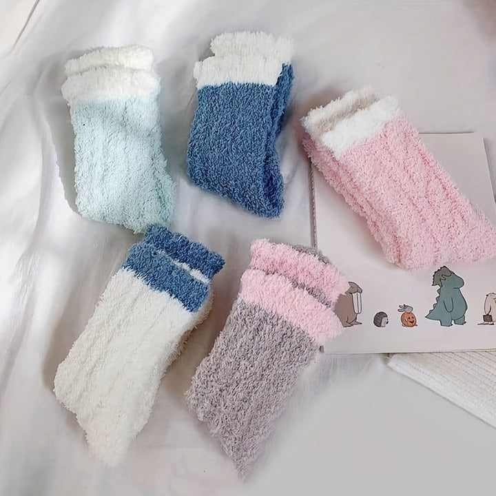 7 Pairs Soft Coral Fleece Cozy Thermal Crew Socks - SocksLtd