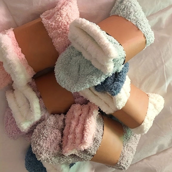 7 Pairs Soft Coral Fleece Cozy Thermal Crew Socks - SocksLtd