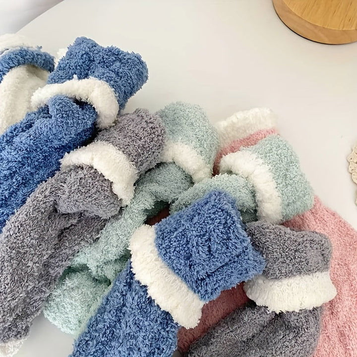 7 Pairs Soft Coral Fleece Cozy Thermal Crew Socks - SocksLtd