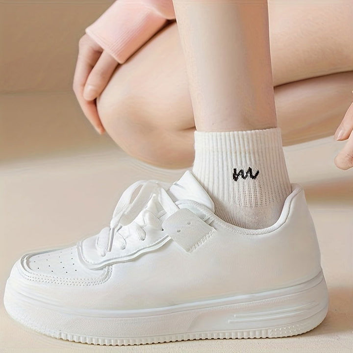 7 Pairs  Rib Knit  Letter Trendy Candy Colors Ankle Socks - SocksLtd