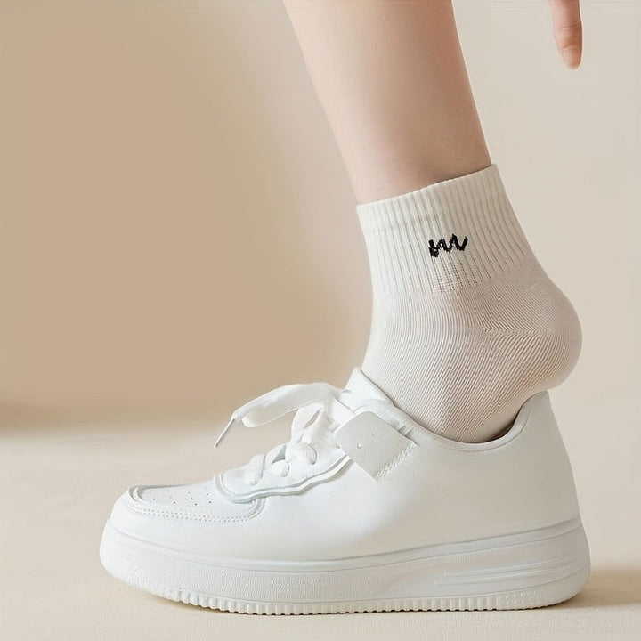 7 Pairs  Rib Knit  Letter Trendy Candy Colors Ankle Socks - SocksLtd