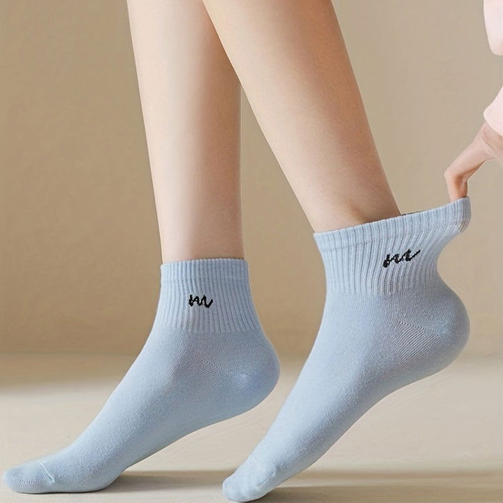 7 Pairs  Rib Knit  Letter Trendy Candy Colors Ankle Socks - SocksLtd