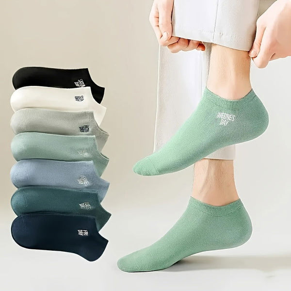 8 Pairs Men Stylish Simple Absorb Sweat Thin Ankle Socks - socksltd