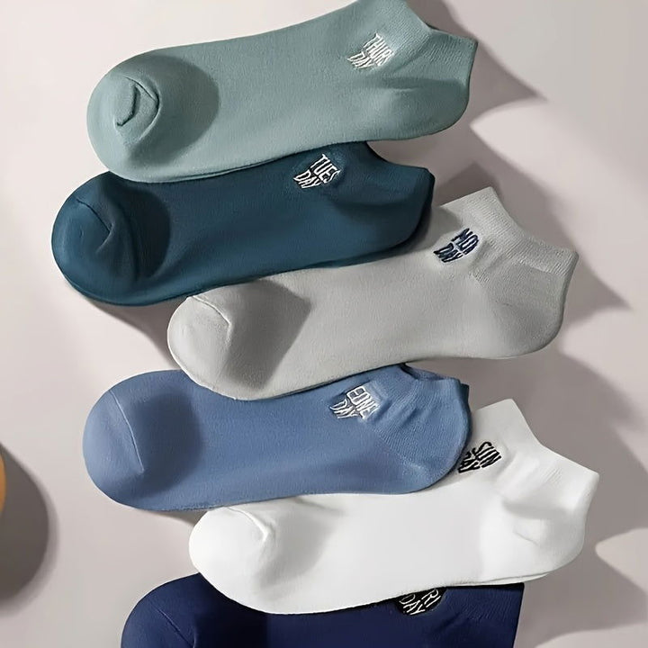 8 Pairs Men Stylish Simple Absorb Sweat Thin Ankle Socks - socksltd