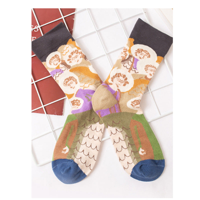 5 Pairs rendy oil painting Casual Socks