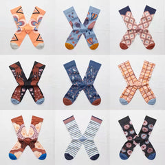 1 Pair Retro oil painting Crew Socks