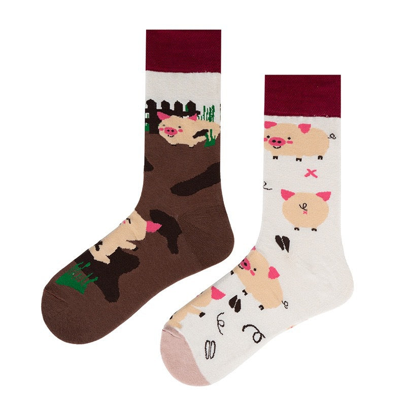 1 Pair Cartoon corgi Meow Crew Socks