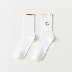 1 Pair Smiling Lace Ins Crew Socks