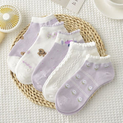 5 Pairs Lace, Cute and Versatile Ankle Socks